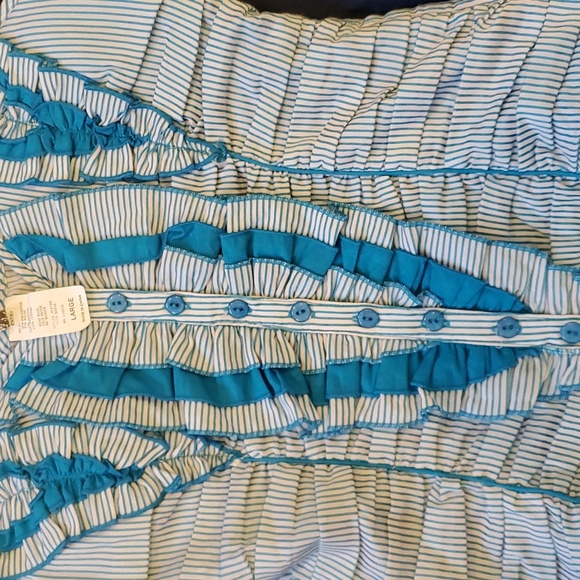 Vintage Entry Corset Style Vest Dressy Top. Size Large. Blue/White striped. - Picture 2 of 8